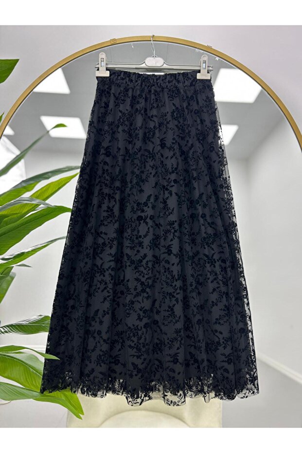 Lined Tulle Lace Skirt
