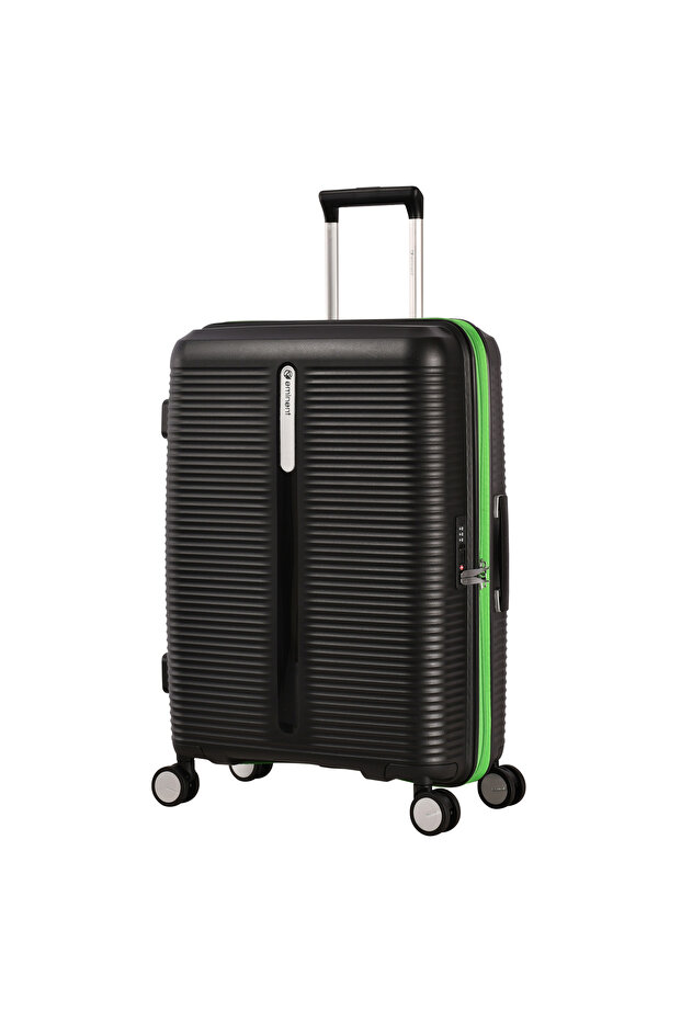 Hardcase Checked Luggage Bag 24-inch Unisex PP Luggage Trolley Expandable 4 Double Spinner Medium Travel Suitcase with TSA Lock and Safe Zippers, B0013