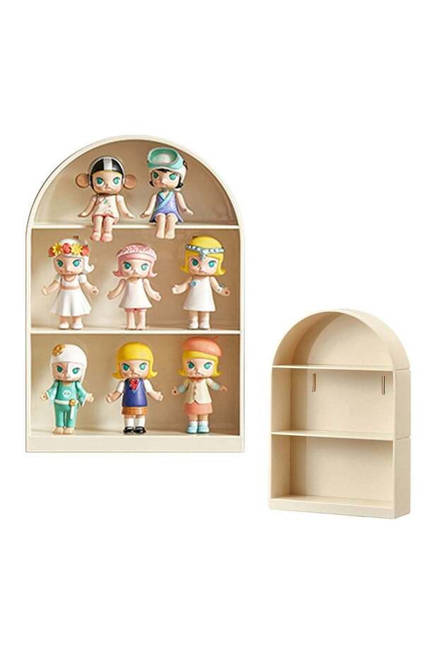 2-Pack Triple Wall Mounted Plastic Display Cabinet,Toy Display Case,White,for Home
