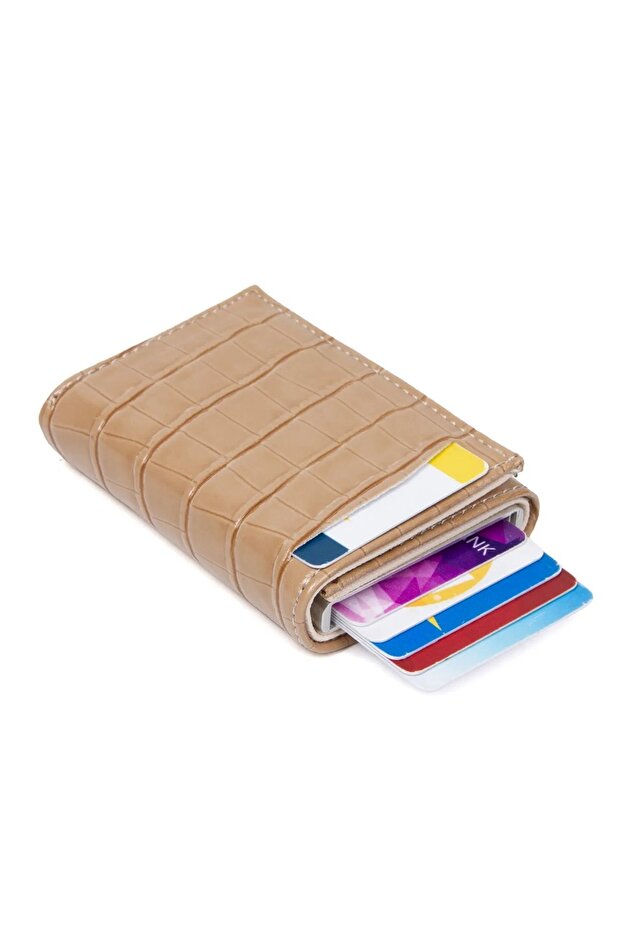 Women's Mechanized Card Holder and Wallet - Mink
