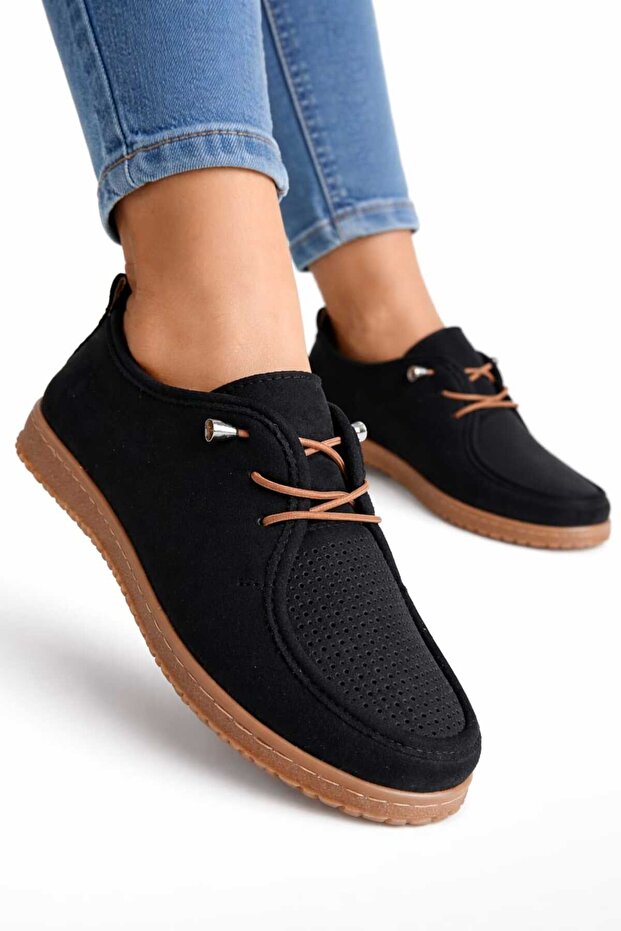 Orthopedic Lace-Up Suede Faux Leather Shoes