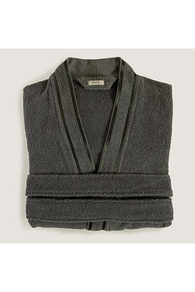 Chic 100% Cotton Unisex Bathrobe Anthracite