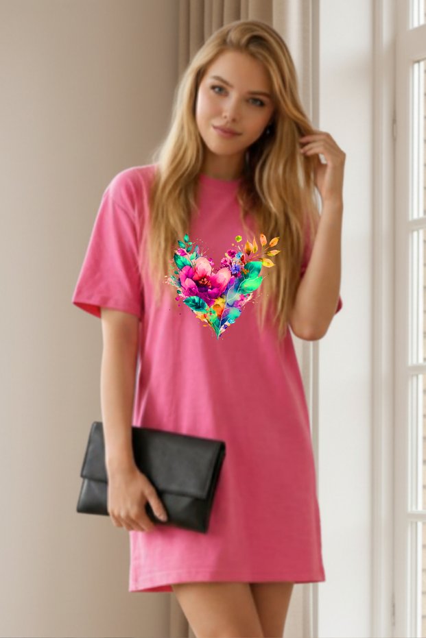 Plus Size Women Short Sleeve Crew Neck T-Shirt Dress Nightgown Comfy Cotton