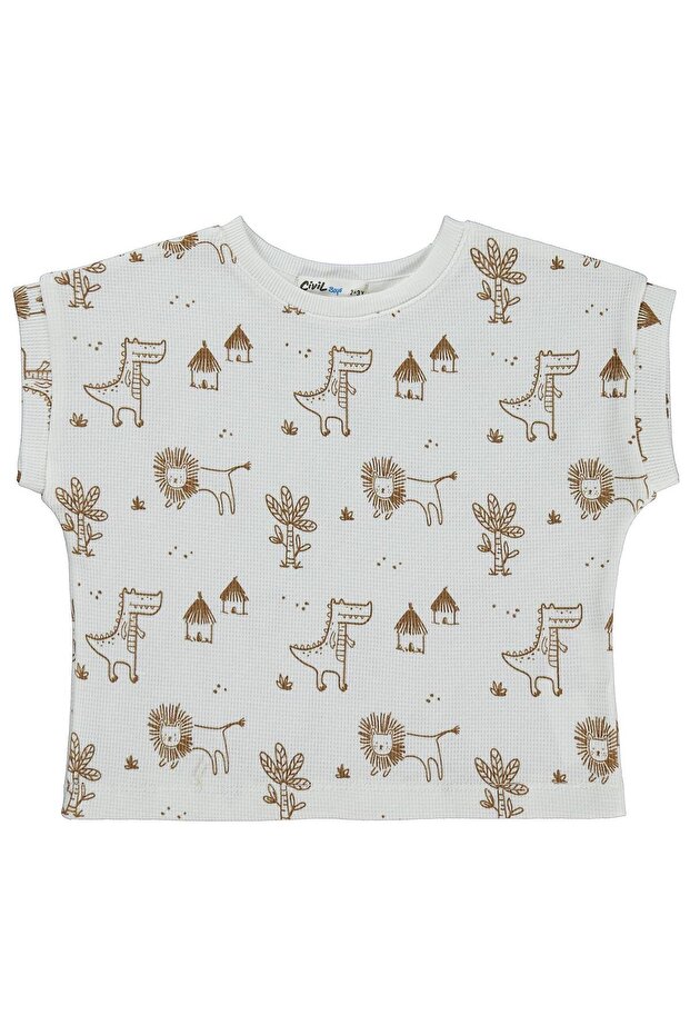 Animals Printed T-Shirt for Ages 2-5 - Brown