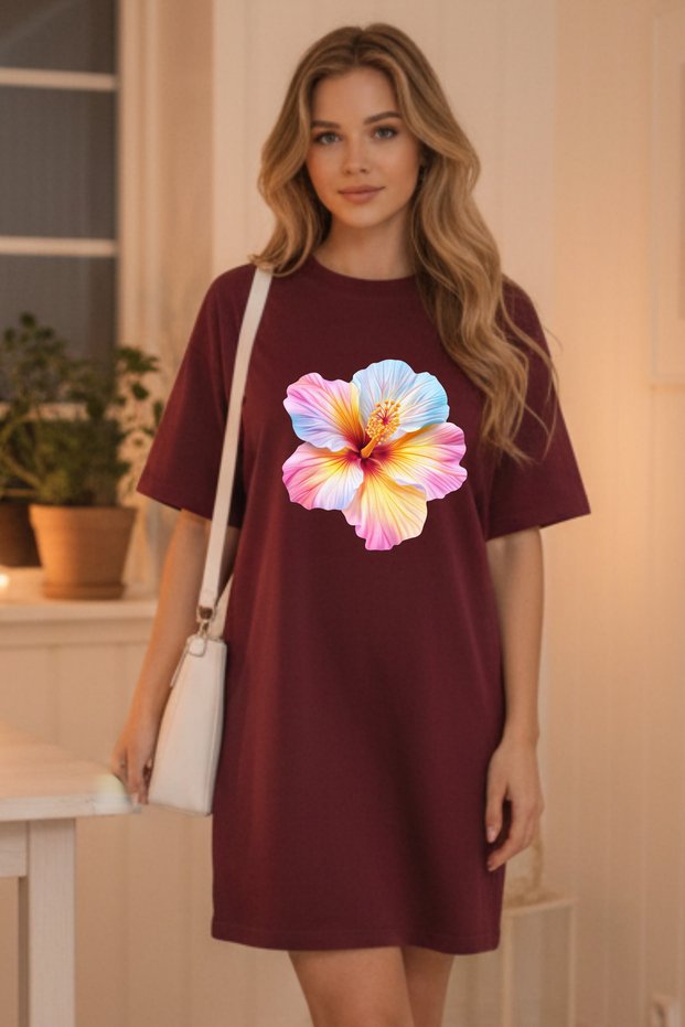 Plus Size Women Short Sleeve Crew Neck T-Shirt Dress Nightgown Comfy Cotton