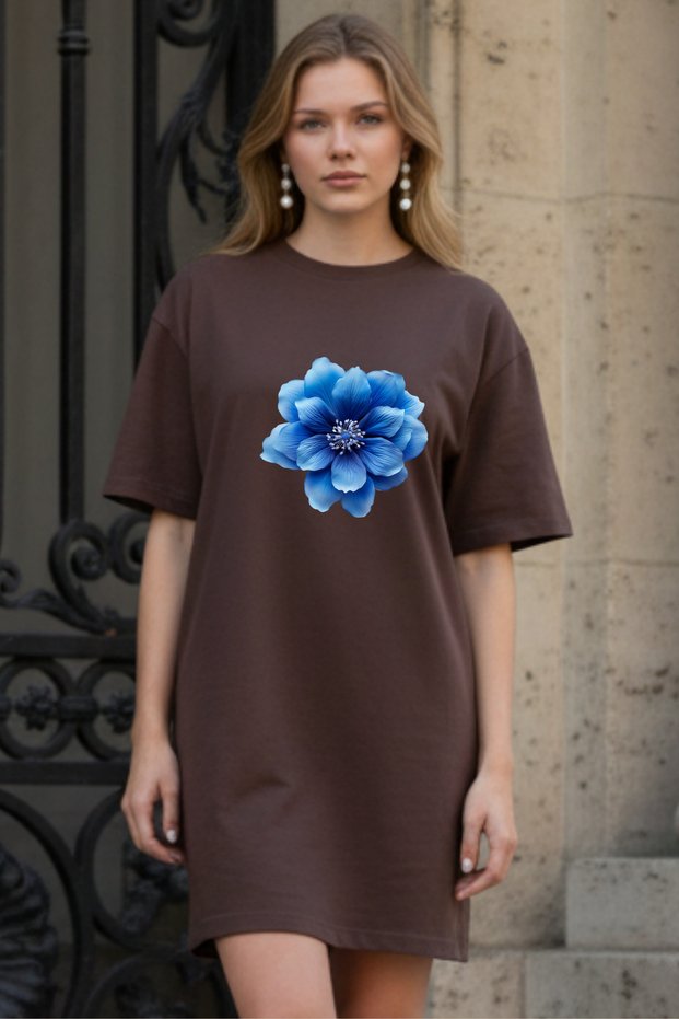 Plus Size Women Short Sleeve Crew Neck T-Shirt Dress Nightgown Comfy Cotton