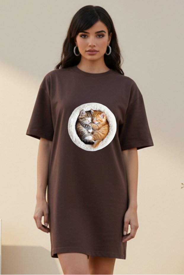 Plus Size Women Short Sleeve Crew Neck T-Shirt Dress Nightgown Comfy Cotton