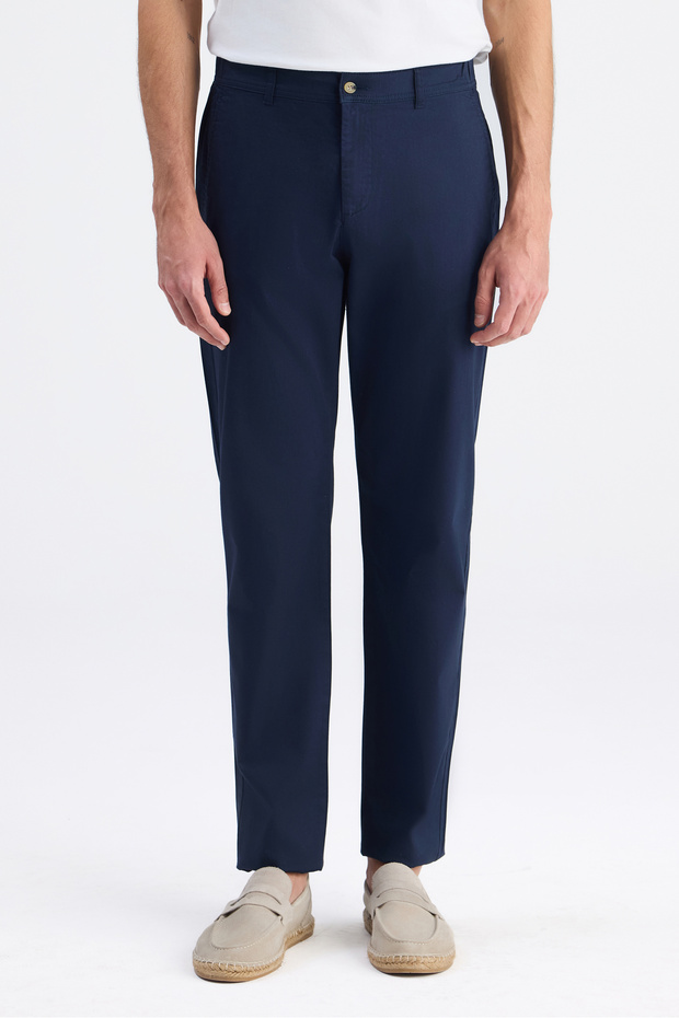 Ds Damat Comfort Fit Navy Blue Gabardine Chino Trousers