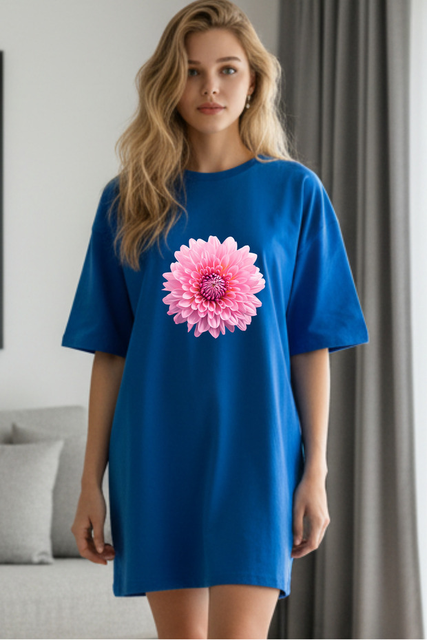 Plus Size Women Short Sleeve Crew Neck T-Shirt Dress Nightgown Comfy Cotton