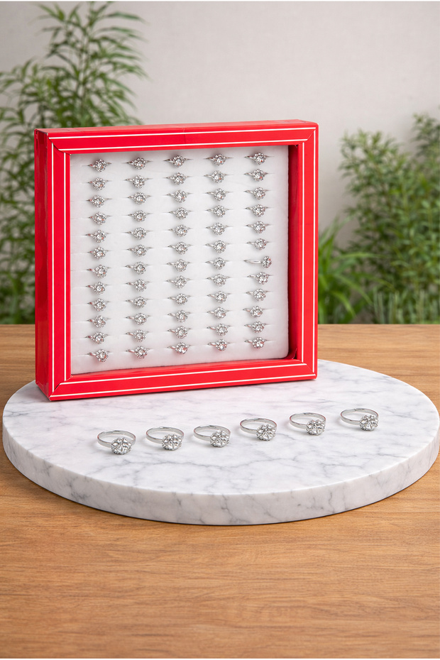 Hajj and Umrah Gift Ring for Girls - Silver Color - 60 Pieces