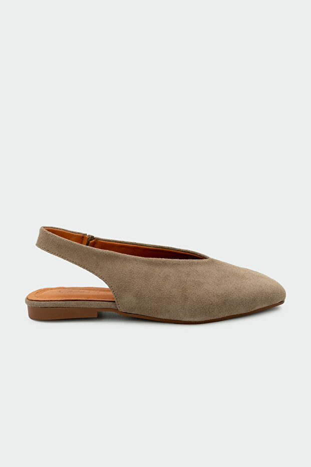 Lupita Asymmetrical Cut Genuine Leather Mink Women's Flat Ballerinas