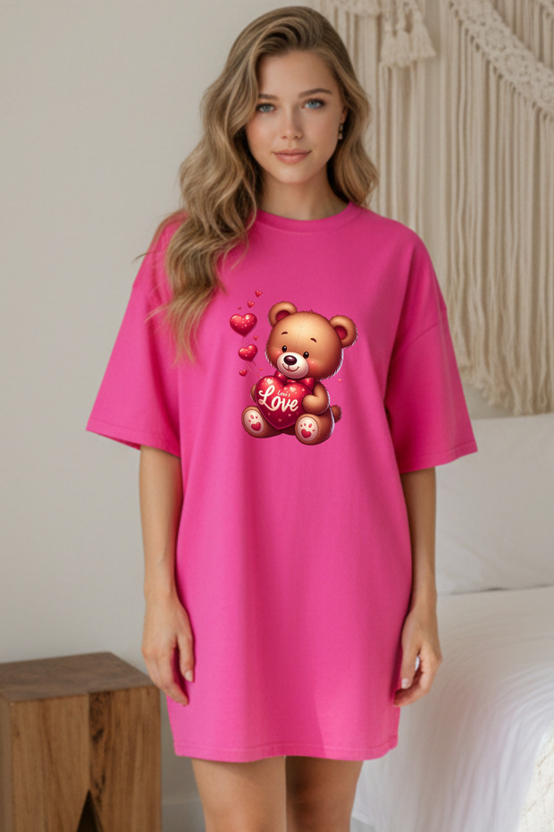 Plus Size Women Short Sleeve Crew Neck T-Shirt Dress Nightgown Comfy Cotton