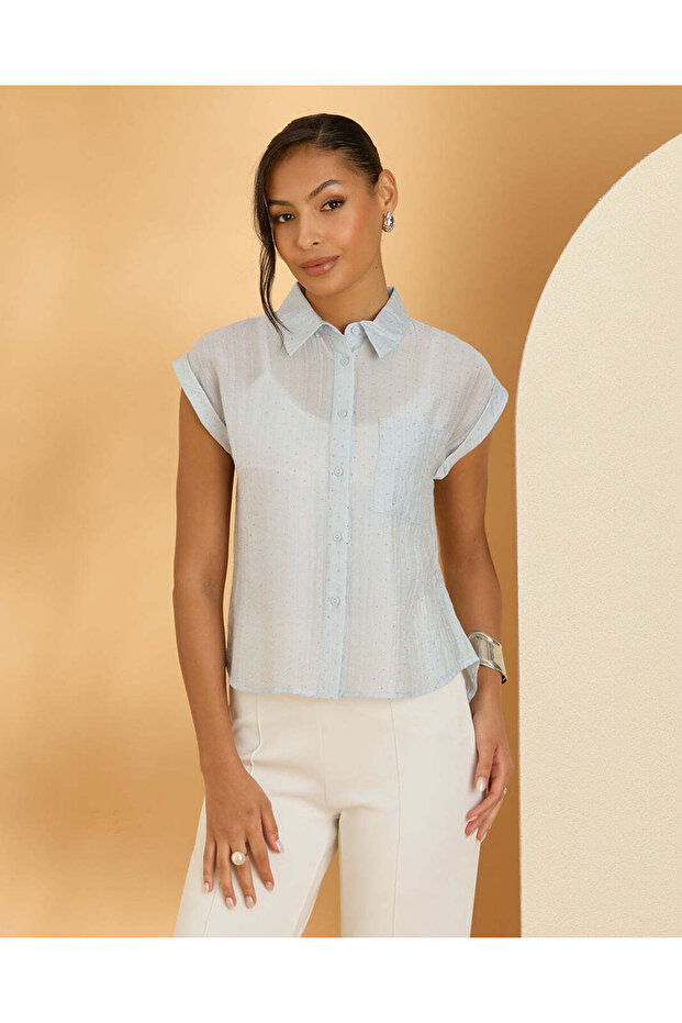 Women Blue Embellished Blouse