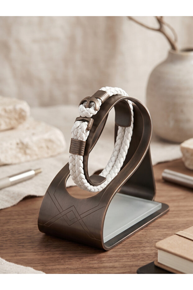 Hand Braided Genuine Leather Men's Bracelet with Anchor Father's Day Gift