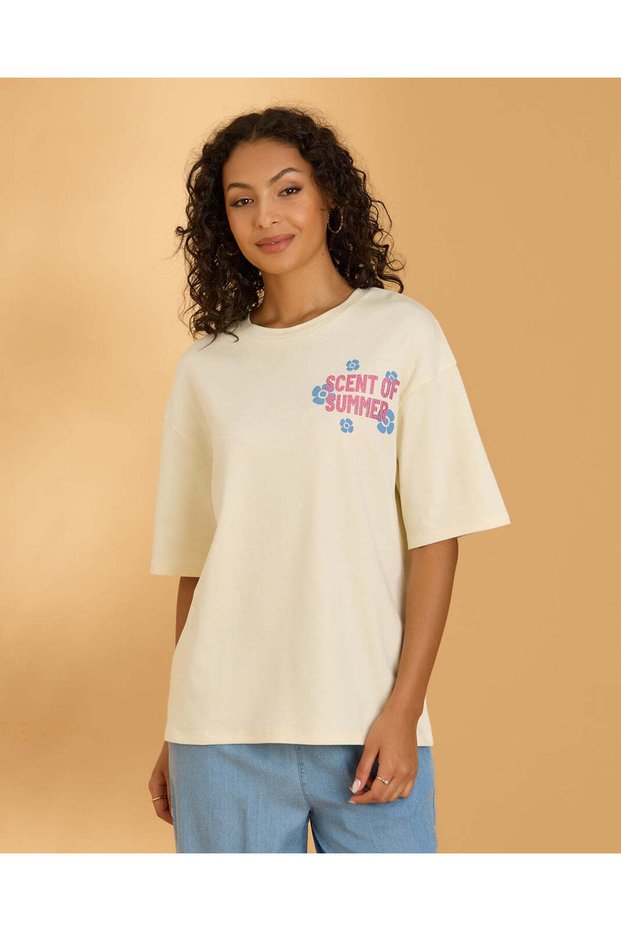Women Yellow Mickey And Friends Graphic Oversized T Shirt