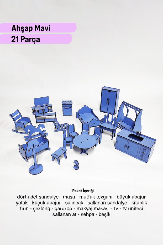 Wooden 21 Piece Mini Furniture Set