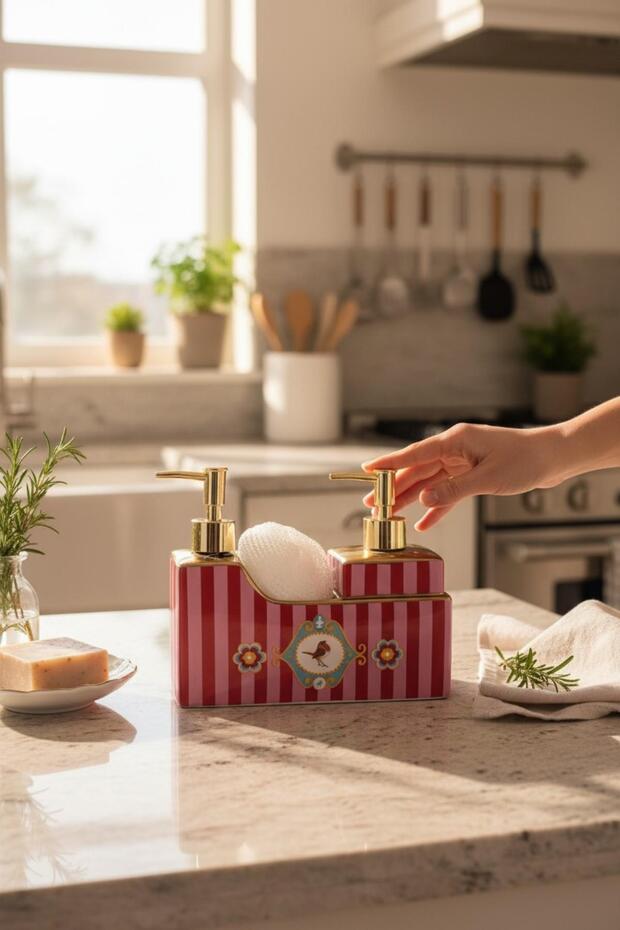 Porcelain Carnival Gold 2-Pack Liquid Soap Dispenser, 400+400ml -399