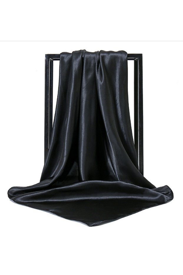 Pure Color Shiny Polyester Satin Scarf - Vibrant Shades with Flowing Texture 90X90