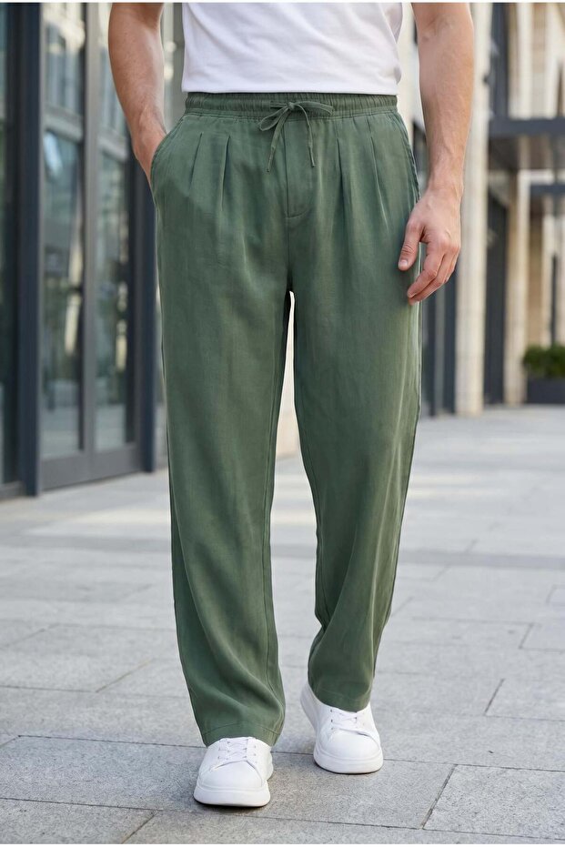 Wert Lyocell Fabric Relaxed Fit Double Pleated Jogger Sweatpants - Green