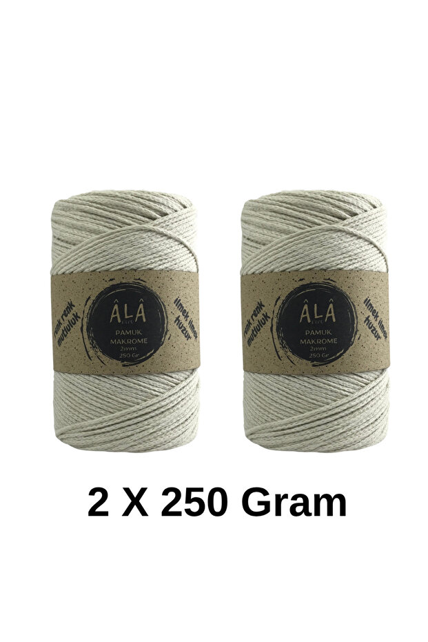 2 Pieces of Cotton Cotton Macrame Cord 2mm Chain Macrame Bag Cord 250 Grams 2 X 250 Gr (Total 500 Grams)