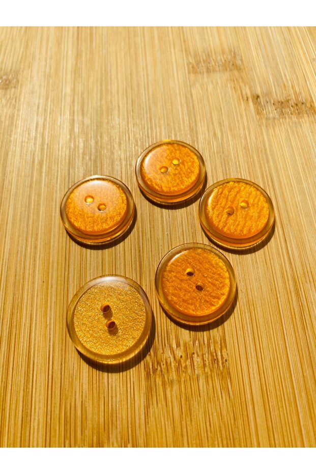 Shiny Self-Circling Button 18 mm 5 Pieces Orange