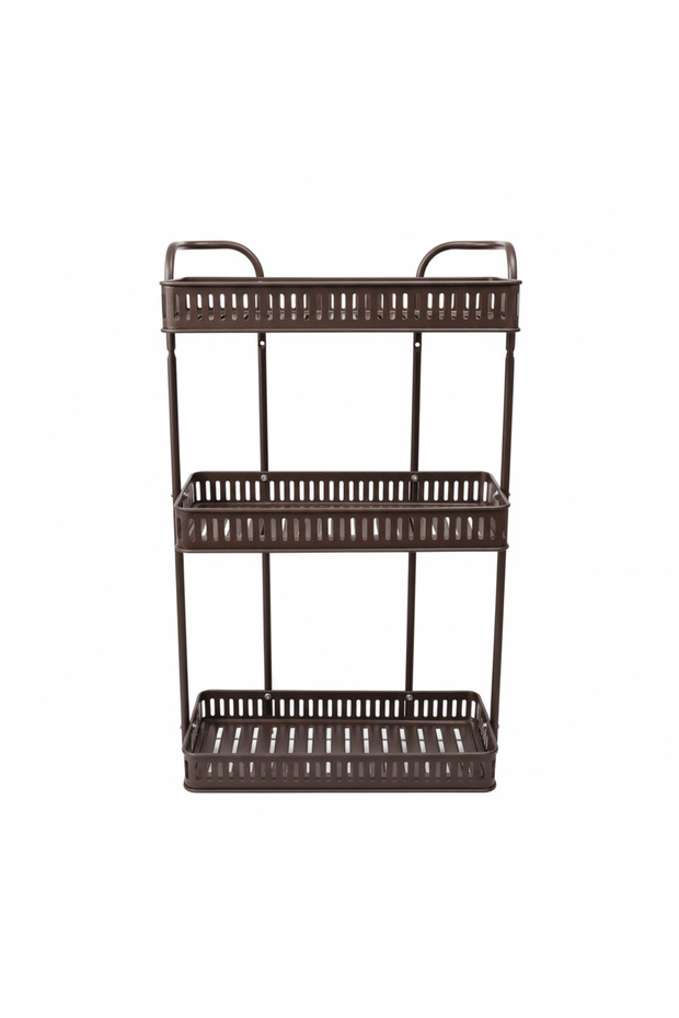3-Tier Metal Rack (60×35 cm) – Large Capacity Storage Unit-Brown