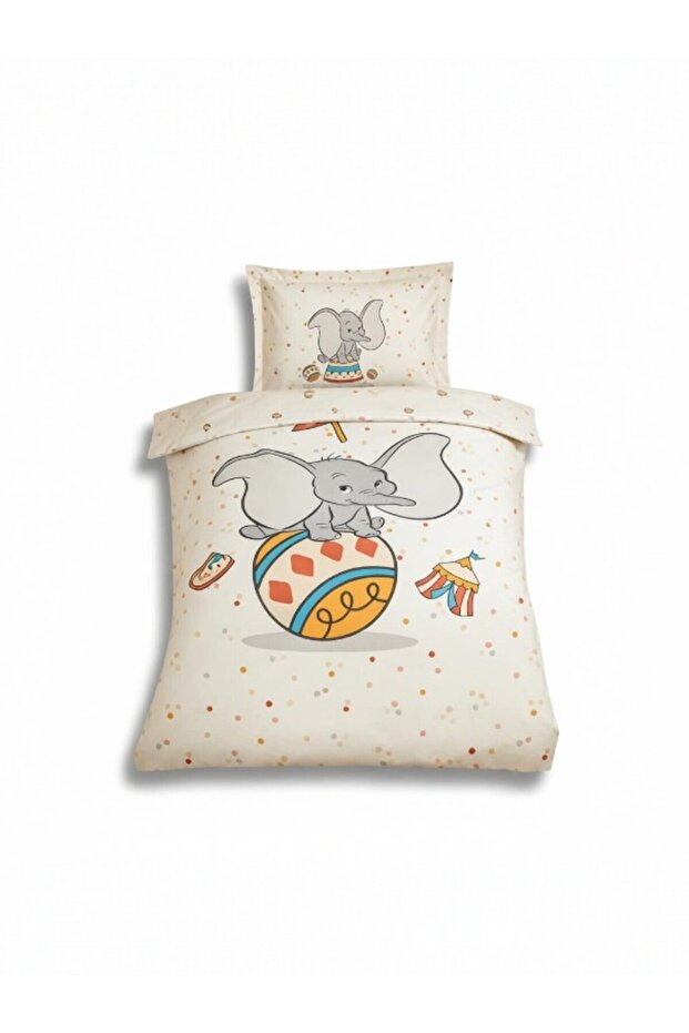 Dumbo Circus Beige Ranforce Baby Duvet Cover Set – 100% Cotton, Soft and Breathable