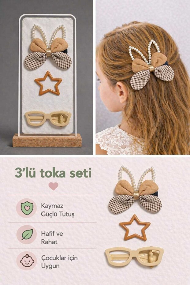 Girl's 3-Piece Figured Hair Clip and Hairpin Set