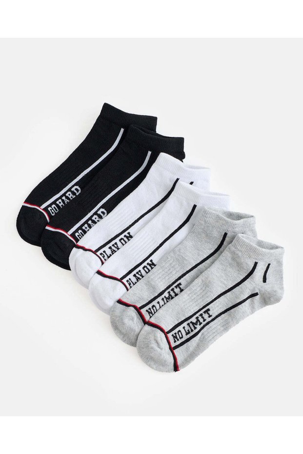 Senior Boys Assorted 3 Pairs Ankle Length Socks