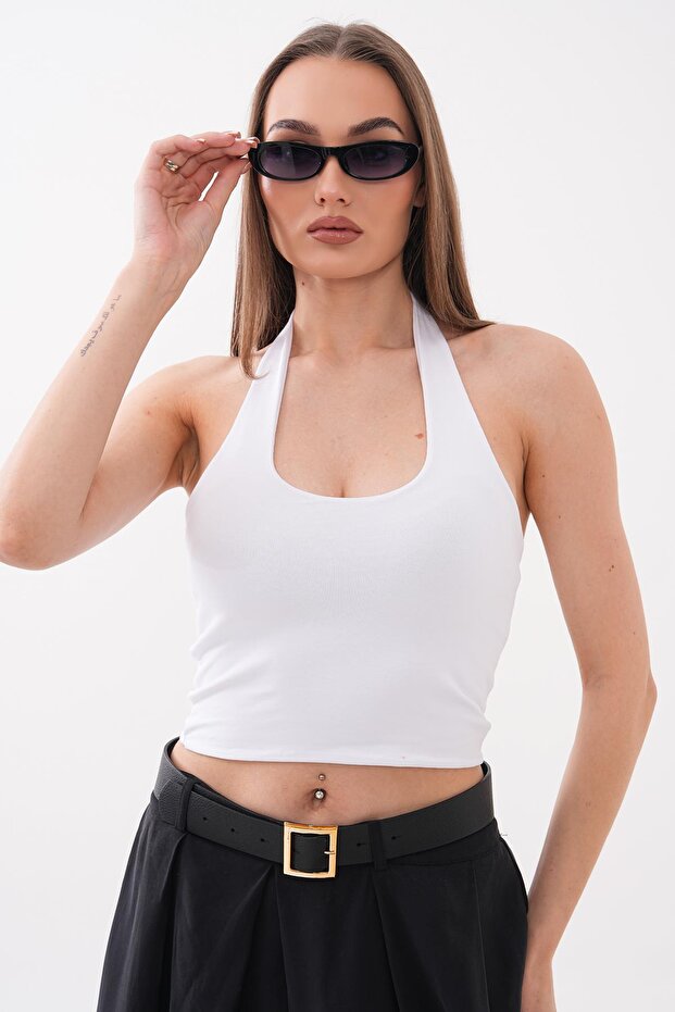 Women's Halter Neck Crop Tank Top 260224 -