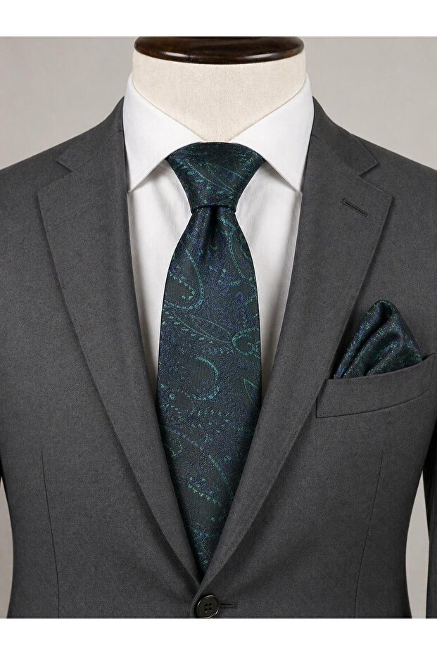 Men's Green Shawl Pattern Tie Handkerchief