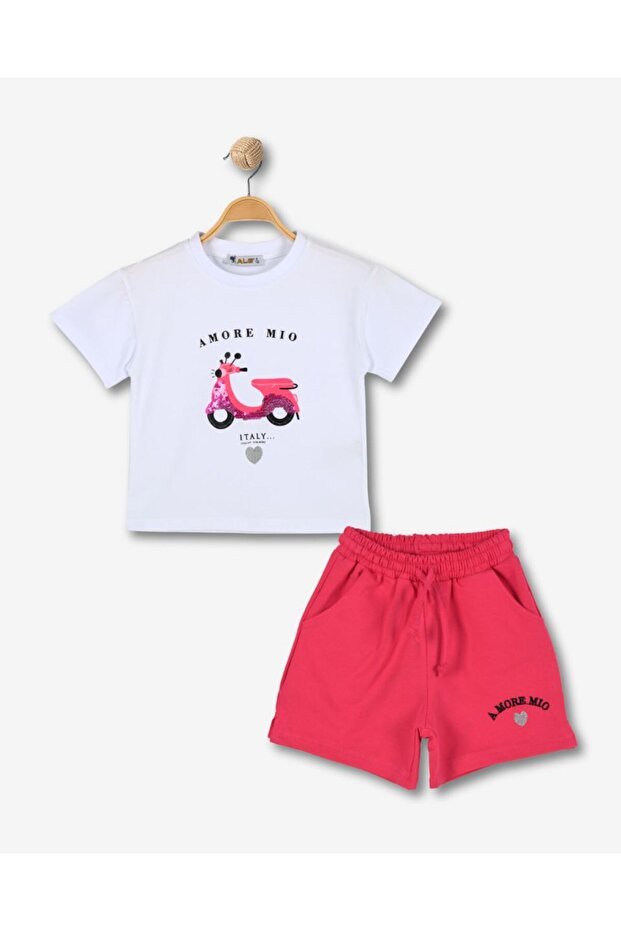 Girls' Shorts Set - with Sequin Detail and Elastic Waist