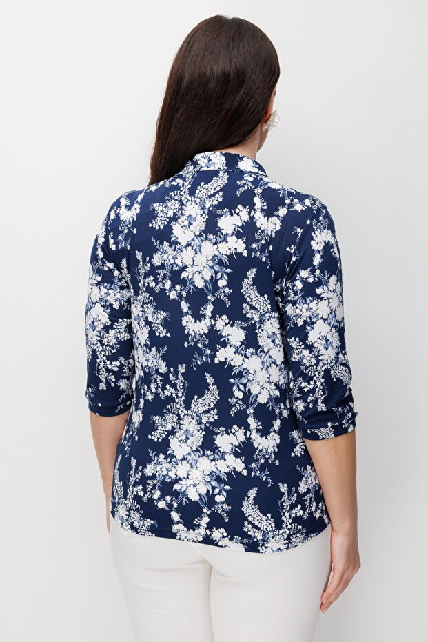 Half Sleeve Patterned Blouse - 4