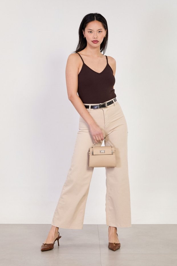 Women's J63 Belted Cut-Out Palazzo Jean Trousers - Light Stone