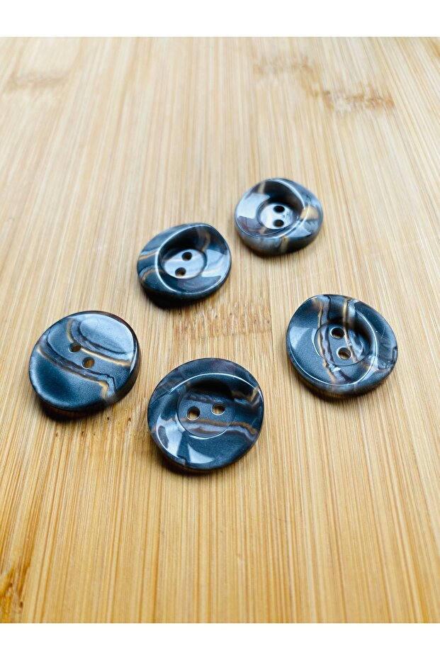 Wavy Shape Acrylic Button 23 mm 5 Pcs Grey