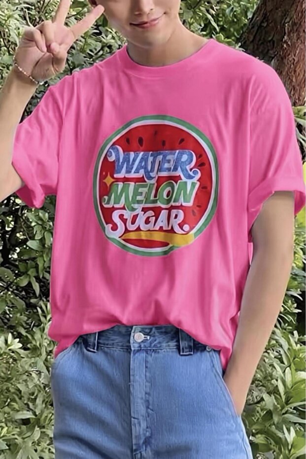 تي شيرت قطني كبير الحجم مطبوع عليه Watermelon Sugar Retro للجنسين