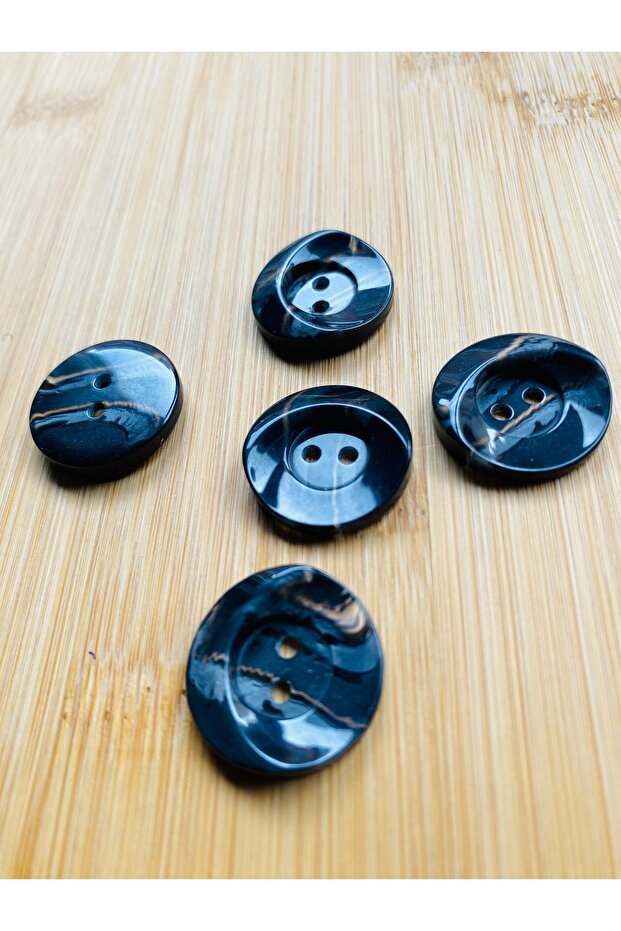 Wavy Shaped Acrylic Button 23 mm 5 Units Anthracite