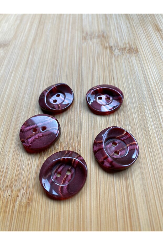 Wavy Shape Acrylic Button 23 mm 5 Pcs Bordo
