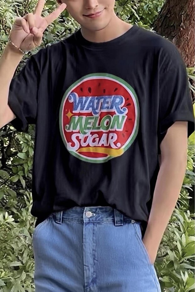 تي شيرت قطني كبير الحجم مطبوع عليه Watermelon Sugar Retro للجنسين