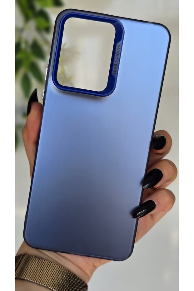 Redmi 13C Compatible Blue Color Gradient Matte Silicone Case with Camera Frame Luxury Electro