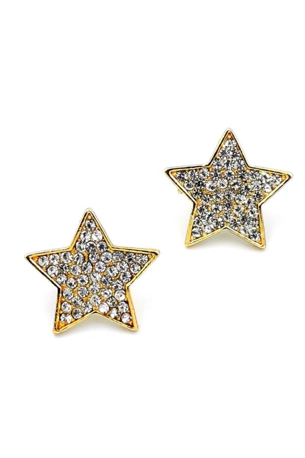 Star Figured Gold Color Stone Earrings