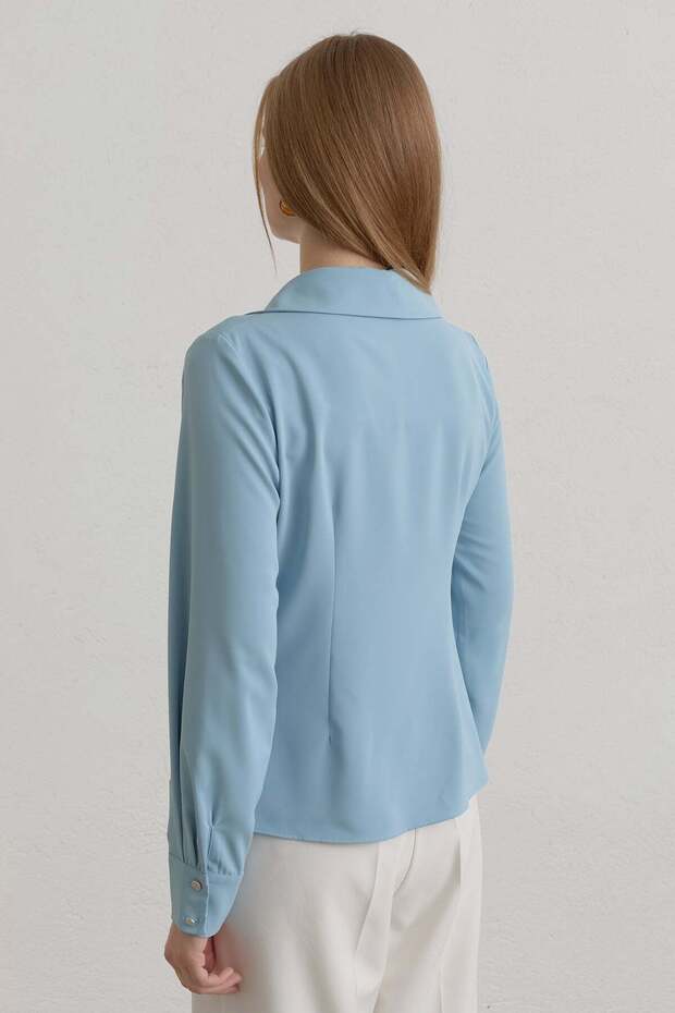 Front Snap Button Shirt Light Blue - 4