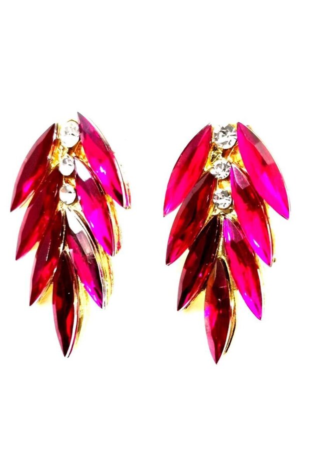 Colorful Stone Evening Dress Earrings Length 3 cm