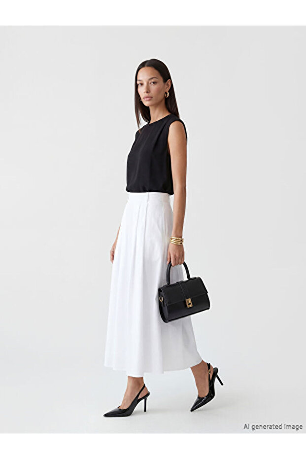 High Waist Pleated Skirt
