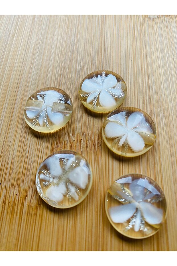 Bottom-Mounted Self-Patterned Acrylic Button 16 mm 6 Pieces Yellow