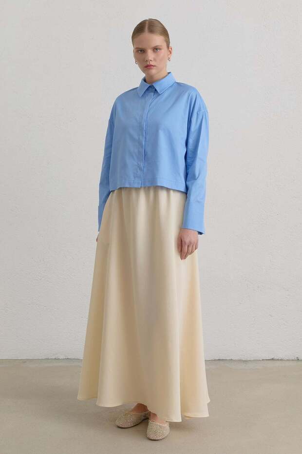 Cotton Crop Basic Shirt Blue - 1