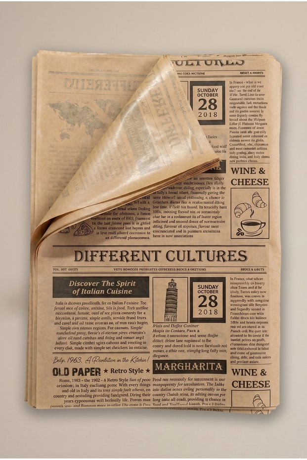 50 Pieces of Self-Patterned Oil Paper | Printed Kraft Serving Paper | Service and Presentation Paper | 40X27 cm