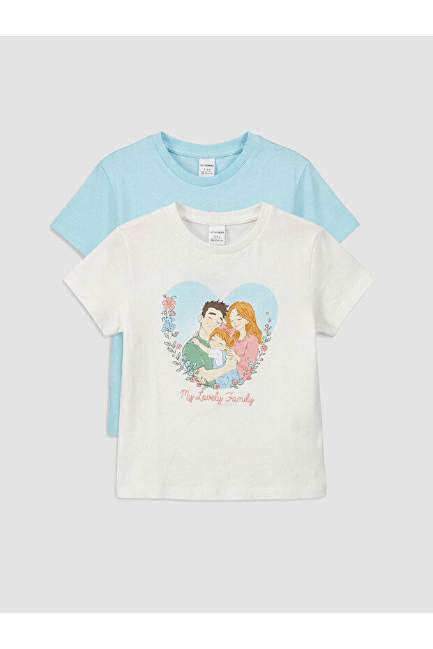 Esvab • Modern & Distinctive Zero Roba Collar Printed Girls' 2-Piece T-Shirt
