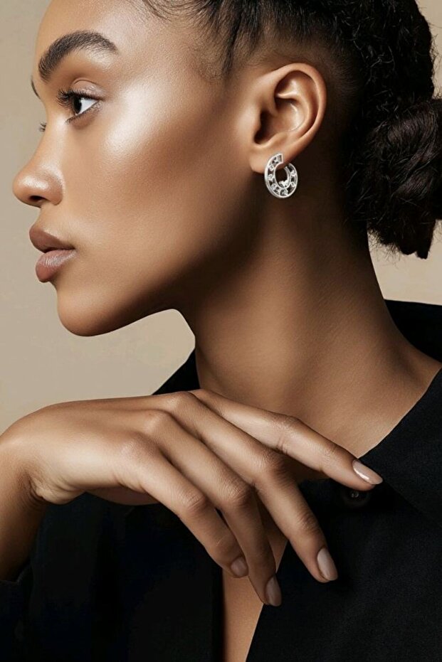 Steel Figured 1.5 cm Hoop Earrings