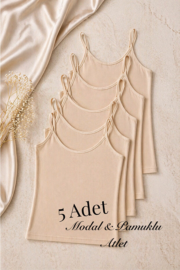 Women's 5-Pack Modal & Cotton Thin Strap Tank Tops - Soft Textured & Breathable Everyday Wear